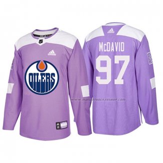 Maillot Hockey Edmonton Oilers Connor Mcdavid 2018 Fights Cancer Volet