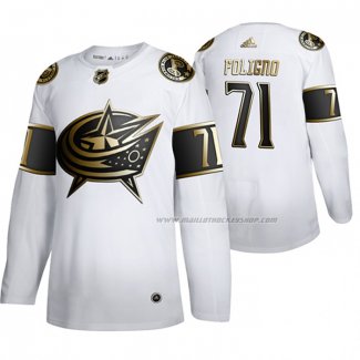 Maillot Hockey Golden Edition Columbus Blue Jackets Nick Foligno Authentique Blanc