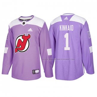 Maillot Hockey New Jersey Devils Keith Kinkaid 2018 Fights Cancer Volet