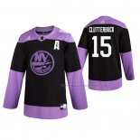 Maillot Hockey New York Islanders Cal Clutterbuck 2019 Fights Cancer Practice Noir