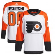 Maillot Hockey Philadelphia Flyers Exterieur Primegreen Authentique Personnalise Blanc