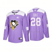 Maillot Hockey Pittsburgh Penguins Ian Cole Authentique 2018 Fights Cancer Volet