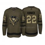 Maillot Hockey Pittsburgh Penguins Matt Hunwick 2018 Salute To Service Vert Militar