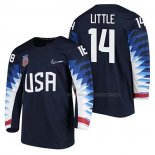 Maillot Hockey USA Broc Little 2018 Olympic Bleu