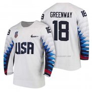 Maillot Hockey USA Jordan Greenway 2018 Olympic Blanc