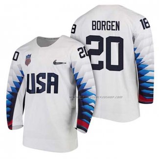 Maillot Hockey USA Will Borgen 2018 Olympic Blanc