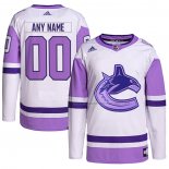 Maillot Hockey Vancouver Canucks Personnalise Fights Cancer Authentique Blanc Volet