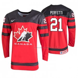 Maillot Hockey Canada Cole Perfetti 2019 Hlinka Gretzky Cup Rouge