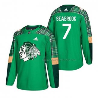 Maillot Hockey Chicago Blackhawks Brent Seabrook 2018 Dia de San Patricio Vert