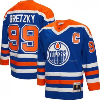 Maillot Hockey Edmonton Oilers Wayne Gretzky Mitchell & Ness Big & Tall 1986 Captain Patch Blue Line Bleu