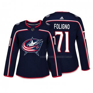 Maillot Hockey Femme Columbus Blue Jackets Nick Foligno Authentique Joueur Bleu