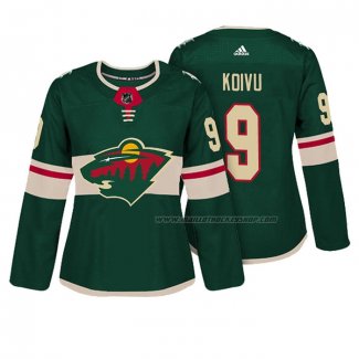 Maillot Hockey Femme Minnesota Wild Mikko Koivu Authentique Joueur Vert