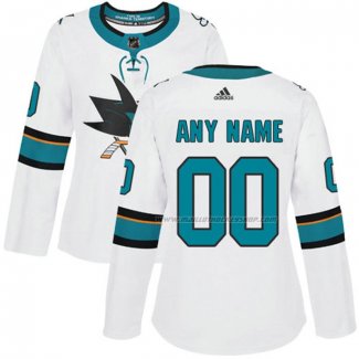 Maillot Hockey Femme San Jose Sharks Personnalise Exterieur Blanc