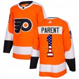 Maillot Hockey Philadelphia Flyers Bernie Parent Authentique USA Flag Domicile Orange
