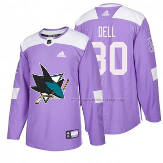 Maillot Hockey San Jose Sharks Aaron Dell 2018 Fights Cancer Volet