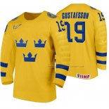 Maillot Hockey Suecia David Gustafsson Domicile 2020 Iihf World Junior Championship Jaune