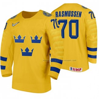 Maillot Hockey Suecia Dennis Rasmussen Domicile 2020 Iihf World Jaune