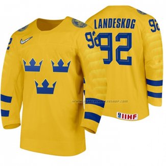 Maillot Hockey Suecia Gabriel Landeskog Domicile 2020 Iihf World Jaune