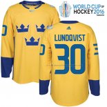 Maillot Hockey Suecia Henrik Lundqvist Premier 2016 World Cup Jaune