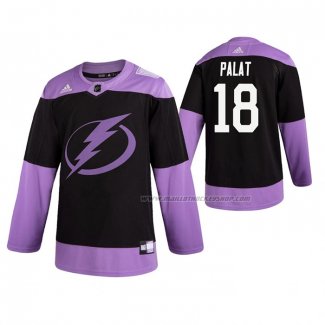 Maillot Hockey Tampa Bay Lightning Ondrej Palat 2019 Fights Cancer Noir