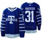 Maillot Hockey Toronto Maple Leafs Frederik Andersen 1918 Arenas Throwback Bleu