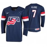 Maillot Hockey USA Alex Vlasic 2019 Iihf World U18 Championship Bleu