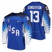 Maillot Hockey USA Ryan Gunderson 2018 Olympic Bleu2