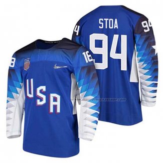 Maillot Hockey USA Ryan Stoa 2018 Olympic Bleu2