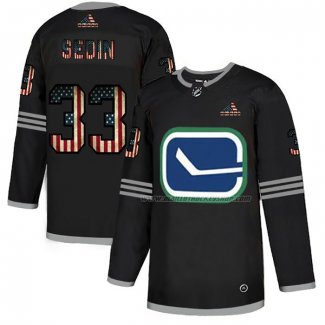 Maillot Hockey Vancouver Canucks Henrik Sedin 2020 USA Flag Noir