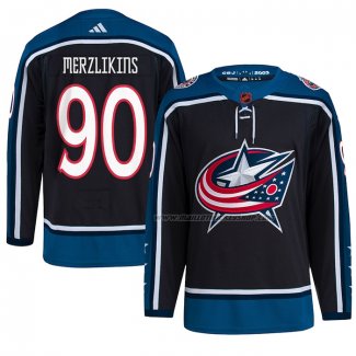 Maillot Hockey Columbus Blue Jackets Elvis Merzlikins Reverse Retro Authentique Noir