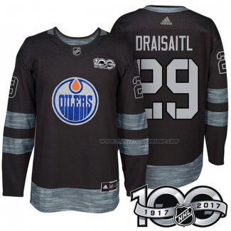 Maillot Hockey Edmonton Oilers Leon Draisaitl 1917-2017 100th Anniversaire Noir