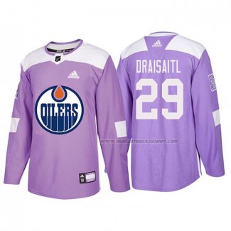 Maillot Hockey Edmonton Oilers Leon Draisaitl 2018 Fights Cancer Volet