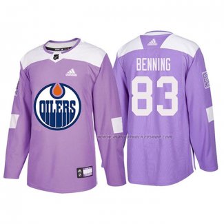 Maillot Hockey Edmonton Oilers Matt Benning 2018 Fights Cancer Volet