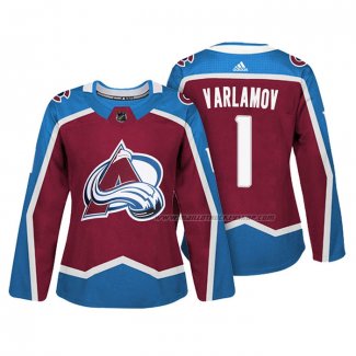 Maillot Hockey Femme Colorado Avalanche Semyon Varlamov Authentique Joueur Maroon