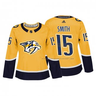 Maillot Hockey Femme Nashville Predators Craig Smith Authentique Joueur Jaune