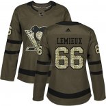 Maillot Hockey Femme Pittsburgh Penguins Mario Lemieux 2018 Salute To Service Vert Militar