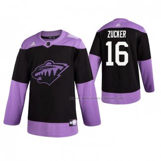 Maillot Hockey Minnesota Wild Jason Zucker 2019 Fights Cancer Noir