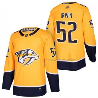 Maillot Hockey Nashville Predators Matt Irwin Authentique Domicile 2018 Jaune