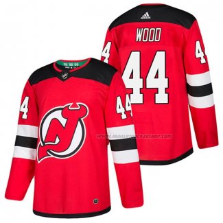 Maillot Hockey New Jersey Devils Miles Wood 2018 Domicile Authentique Rouge