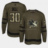 Maillot Hockey San Jose Sharks Aaron Dell 2018 Salute To Service Vert Militar