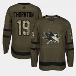 Maillot Hockey San Jose Sharks Joe Thornton 2018 Salute To Service Vert Militar