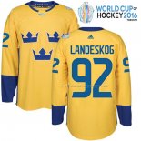 Maillot Hockey Suecia Gabriel Landeskog Premier 2016 World Cup Jaune