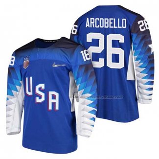 Maillot Hockey USA Mark Arcobello 2018 Olympic Bleu2