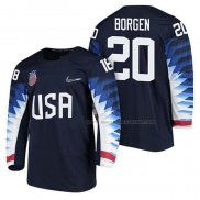 Maillot Hockey USA Will Borgen 2018 Olympic Bleu