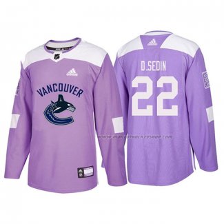 Maillot Hockey Vancouver Canucks Daniel Sedin 2018 Fights Cancer Volet