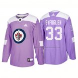 Maillot Hockey Winnipeg Jets Dustin Byfuglien Authentique 2018 Fights Cancer Volet