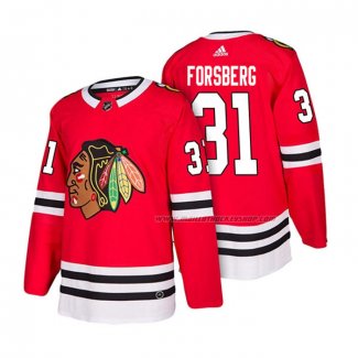 Maillot Hockey Chicago Blackhawks Anton Forsberg Domicile Authentique 2018 Rouge