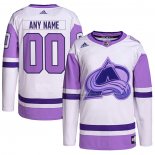 Maillot Hockey Colorado Avalanche Personnalise Fights Cancer Authentique Blanc Volet