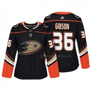 Maillot Hockey Femme Anaheim Ducks John Gibson Authentique Joueur Noir