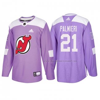 Maillot Hockey New Jersey Devils Kyle Palmieri 2018 Fights Cancer Volet